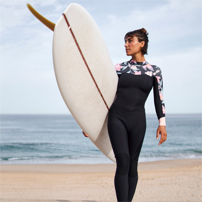 2024 Roxy Frauen Swell Series 4/3mm Rckenreiverschluss Neoprenanzug ERJW103124 - Anthracite Paradise